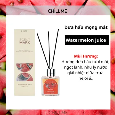 Lọ tinh dầu thơm phòng khuếch tán 50ml Chillme que gỗ hương trái cây khử mùi quà tặng Reed Diffuser