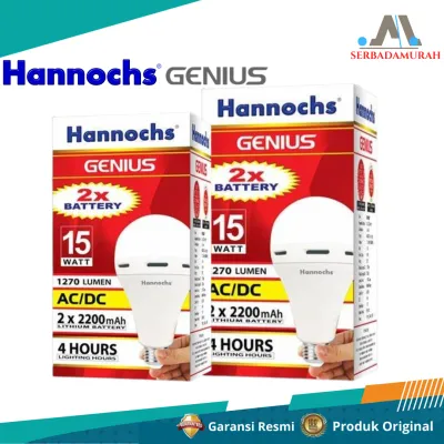 Hannochs Genius Bohlam LED Emergency 15WATT Putih - Garansi Resmi - Menyala Otomatis