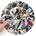 50PCS Sticker Crow misterius Cute kartun burung haiwan kalis air Graffiti Decal sesuai untuk DIY telefon Laptop Guitar Helmet Sticker hiasan. 
