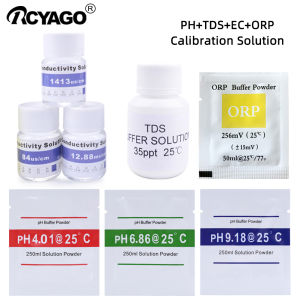 4 pcs PH/ORP Buffer Powder + 4PCs TDS/EC/Conductivity Calibration Solution