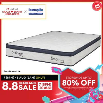 [FREE DELIVERY] Dunlopillo Easy Dream Lite 25cm Hotel Comfort Premium Mattress Firm Back Support Best Online Mattress King Size Queen Size Back Support Mattress