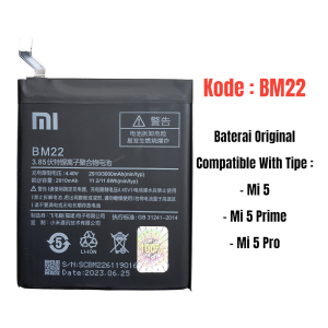 Baterai For Xiaomi Mi5 Mi 5 Mi5 Prime BM22 Battery BM22 Batre BM22 Original