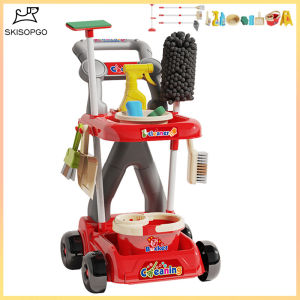 SKISOPGO Kids Cleaning Toy Set Pretend Play Kids Stimulation Gift Toy Mop Broom Toy Play-house Toys