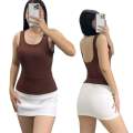 Freya Padded U-Back With Chest Pad Knitted Basic Comfy Sleeveless Open Back Casual Top For Women. 
