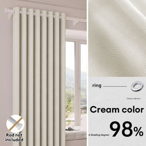 LUXU 1PC Upgrade 99% Blackout Curtain Embossed Fabric With 8 Rings For Living Room Bedroom