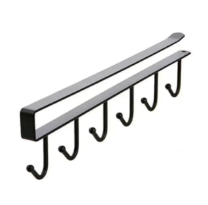 6 Hooks Cup Holder Hanger Kitchen Cabinet Shelf Wardrobe Storage Rack Organizer Mutifunctio(Random color)