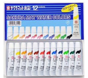 Bộ Màu Nước Sakura Mat Water Colors Tuýp 5ml - Hộp 12/18/24 Màu - Chính Hãng Nhật Bản (Tặng Giấy Vẽ)