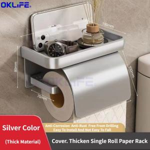 [OKLIFE®]Toilet paper holder with shelf Bathroom tissue holder Waterproof toilet paper holder