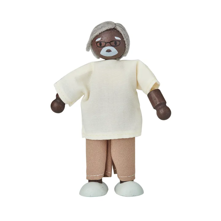 ของเล่นไม้  Grandfather Dollhouse Figure - Dark Skin Tone ตุ๊กตาคุณปู่คุณตา-ผิวเข้ม เสริมพัฒนาการ สำหรับเด็กอายุ 3 ปี ขึ้นไป