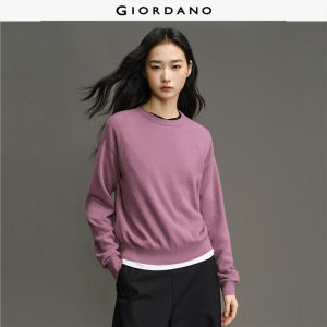 Giordano Women 100% Wool embroidery loose sweater Free Shipping 12355606