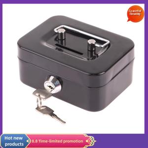 Graceful Money Safe Box Mini Cash Box Metal Key Money Bank Small Security Lock Box Portable Sturdy Lockable Coin Boxes