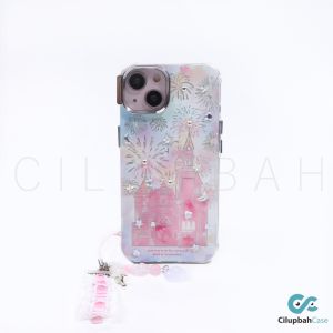 Fireworks Castle with Lanyard Strap and Stiker Decoration for XR X XS 11 12 13 14 15 Plus Pro Max