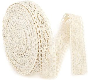 Lace Trim Vintage Eyelet Lace Ribbon Crochet Sewing Lace Scalloped Edge for Bridal Wedding-Scrapbooking Craft Supply Width 0.7Inch 15Yards (Style A Beige)
