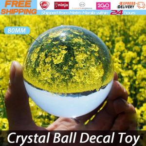 【Local Warehouse】80MM Crystal Ball Decal Toy Photography Crystal Ball Ornament FengShui Globe Divination Quartz Magic Glass Ball Home Decor Sphere Bola De Cristal