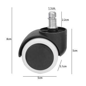 4Pcs 2 Inch Furniture PVC Plastic Casters Universal Replacement Wheel Rollers For Trolley Chair Household Hardware Accessories