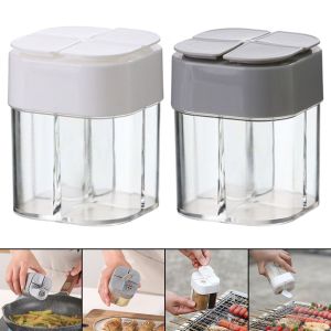 Clear Seasoning Box 4In1 Multi Spice Container Four Grid Seasoning Box Storage Container Condiment Jars Cruet