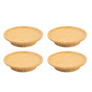 HUNIU 4Pcs Creative Wine Glass Topper Leakproof Handmade Wine Glass Covers Snack Tray Reusable Wooden Red Wine Lid Bar Supplies
