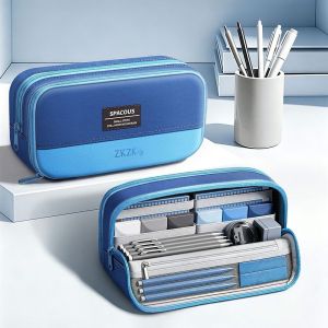 MARBLEX Handheld Pencil Case Large capacity Standing Type Pen Bag Simple Stationery Bag Students Gift