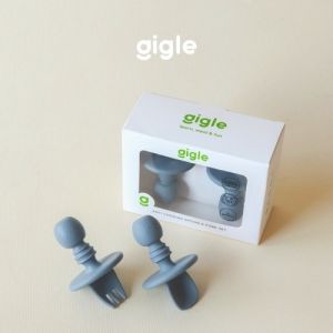 Gigle Baby Premium Platinum Silicone Anti Choking Spoon and Fork Set