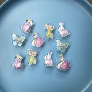 Set 10 Sticker Charm 3D chủ đề thiên nga đa sắc DIY Mayto gắn Dép Cross Dép Sục Cá Sấu JB-113