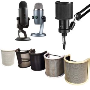 OTYRF รูปตัว U กันลมสำหรับไมโครโฟน สากลสากลสากล กันกระแทกและกันกระแทก ฝาครอบตาข่ายป๊อป ตัวกรองเสียงรบกวน โลหะสำหรับตกแต่ง ตัวกรองป๊อปไมโครโฟน การบันทึกวิทยุ