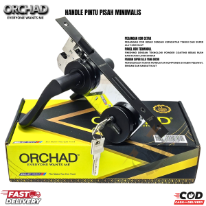 Set Handle Kunci Pintu Stainless Steel ORCHAD Warna Hitam dengan Pengaman Tingkat Tinggi - 25cm