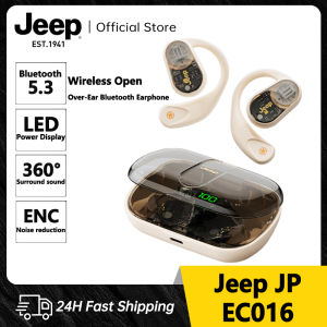 Jeep EC016 Wireless Bluetooth Headphones Sport Over-Ear Earphones Wireless Earbuds  Bluetooth 5.3 earphones with ENC Noise Cancellation Mic 20H HiFi Stereo Over Ear Earbud with LED Display and USB-C IPX4 Waterproof Earphones for Exercise/Work/Study