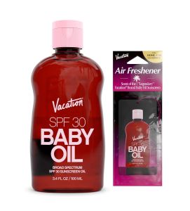 Bộ sản phẩm dầu chống nắng và nước hoa xịt phòng Vacation Baby Oil SPF 30 3.4 fl oz - Dưỡng ẩm nhẹ kem chống nắng toàn thân trong suốt trên mọi tông màu da chống thấm nước thuần chay