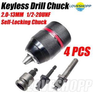 Keyless Drill Chuck For 1/2-20UNF Mount 2-13mm Self-Tighten Drill Chuck For Multiple Purposes Including 3/8" SDS-Plus Shank1/4" Hex Shank1/2" Impact Wrench Adapter