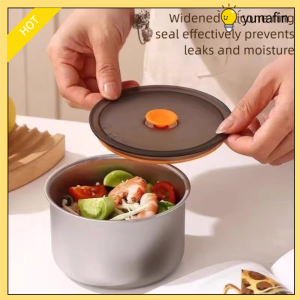 YUNAFIN Round Metal Snack Containers Sealed Stainless Steel Kitchen Fresh Box Multifunction with Lid Stainless Steel Bowl Kitchen