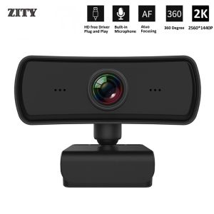 Full HD 2K Webcam with Microphone: 360 Degree Adjust USB 2.0 for Computer PC Laptop Ideal for Meetings and Class Videos