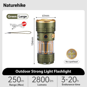 Naturehike Portable Rechargeable outdoor camping flashlight Mini Led Flashlight long-range hiking climbing flashlight