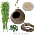 Crested Gecko Coconut Hide Natural Lizard Coco Hut Reptile Hanging Nest Flexible Vine Habitat Decoration Bearded Dragon Terrarium Accessories for Tortoise Chameleon Snake Spider. 