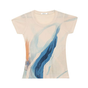 REHIN New Summer cotton short sleeve T-shirt unique pattern print slim fitS-3XL round collar womens top