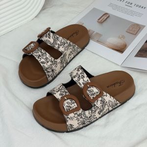 Free Shipping WomenS Thick-Soled Slippers For Summer Wear 2026 New Style WomenS Flat Beach Sandals