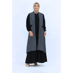 Shireen Abaya Hitam Layer Motif - Jetblack Premium Anggun dan Menawan