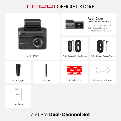 DDPAI Z50 Pro 4K UHD HDR Dual Wi-Fi6 5GHZ ADAS Super NightVisin Dash Cam with 4G Connectivity GPS
