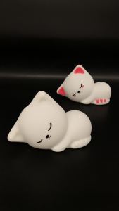 Soft Kitten Night Light Kids Led 3d Silicon Cartoon Table Multicolor Lamp Creative Cat Cute Silicone Modern Touch Rechargeable Bedside Animal Lights For Nursery Room Bedroom Decor