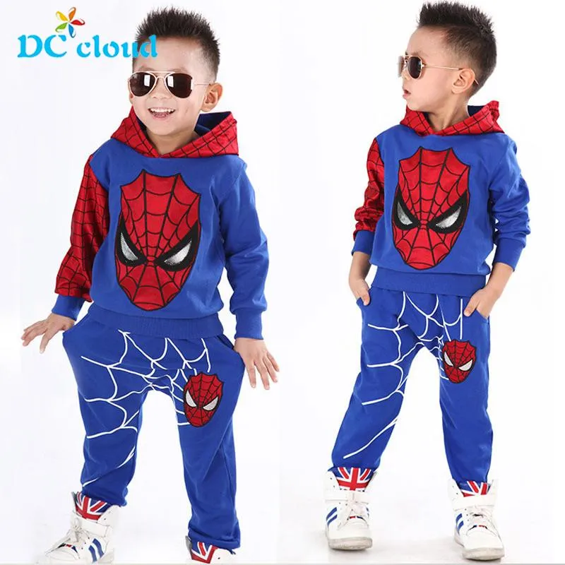 DC cloud Spiderman Baby Boys Clothing Set Cotton Sport Suit Children  Fashion Child Spider Man Cosplay Costume Kids Tracksuit Clothes