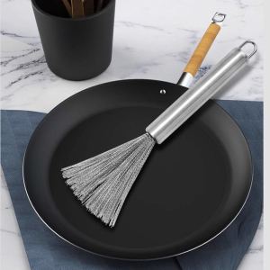 Sikat Kawat Wajan Pot Kuali Stainless Steel /Sikat Lidi Besi Pembersih Wajan Sikat Pembersih Panci dengan Gagang Panjang