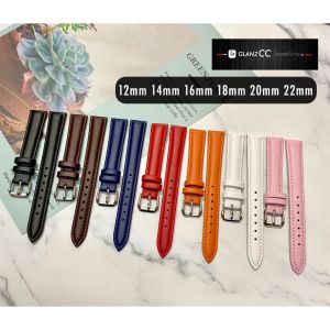 Natural PU Leather Watch Strap with Stainless Steel Buckle 12mm 14mm 16mm 18mm 20mm 22mm