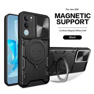 Casing For Vivo V29 V29Pro VivoV29 VivoV29Pro 5G 2023 Phone Case Slide Camera Shockproof Armor Magnetic Metal Holder Ring Back Cover
