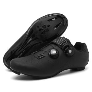 SHMANIRO Professional Mens Black Cycling Shoes Sets Breathable Road Bike RB MTB Cleat Shoes
