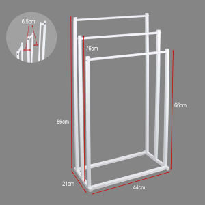 Towel Rack Floor Standing Bathroom Towel Rack 3 Layer Floor Towel Rack Thickened Square Tube Towel Stand Metal Towel Holder Adjustable Foot Pads for Bedroom Balcony Outdoor