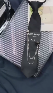 Chain Designs Necktie Knotfree Adjustable Tie for Women Girl School Fashion Formal Shirt Tie Harajuku Neckwear