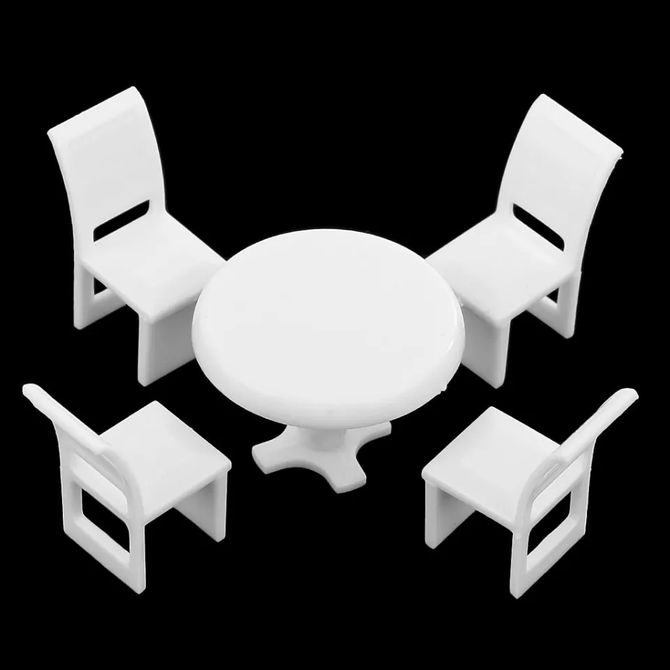 Baoblaze 1/50 Mini Plastic Dollhouse Kitchen Round Dining Table+