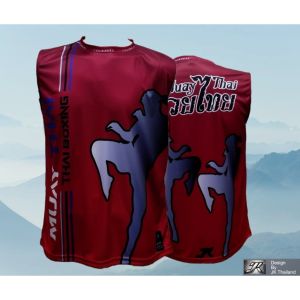 มวยไทย V1 เสื้อคอกลมแขนกุด ป้องกันรังสี UV 80% แห้งเร็ว ใส่สบาย ชาย หญิง