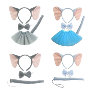 Dễ Thương Voi Trang Phục Set Elephant bờm tai Bowtie Đuôi Tutu Váy Cho Trẻ Em-Cô Gái trang phục halloween trang phục dự tiệc
