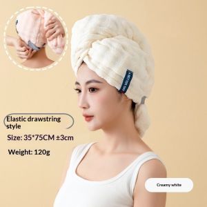 Mũ khăn lau khô tóc dày dặn thiết kế đuôi rộng giúp thấm hút nhanh
