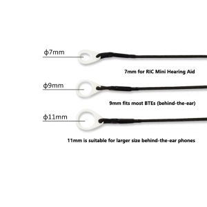 【Clementty】 2Pcs Silicone Loops for BTE Hearing Aid Clip Clips Three Size 11 mm 9 mm 7 mm